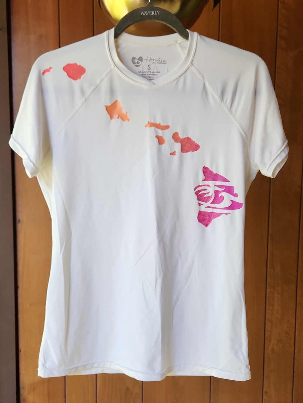 Honolua UV Protection Shirt with Pink and Coral Colored Accents